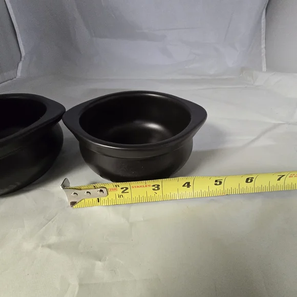 Crock Pot Set Of 2 Black Clay Soup Bowls Dishwasher Oven Microwave Safe Crockpot - Picture 4 of 6